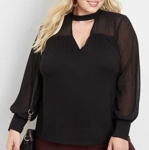 Maurices plus size chiffon sleeve keyhole  blouse